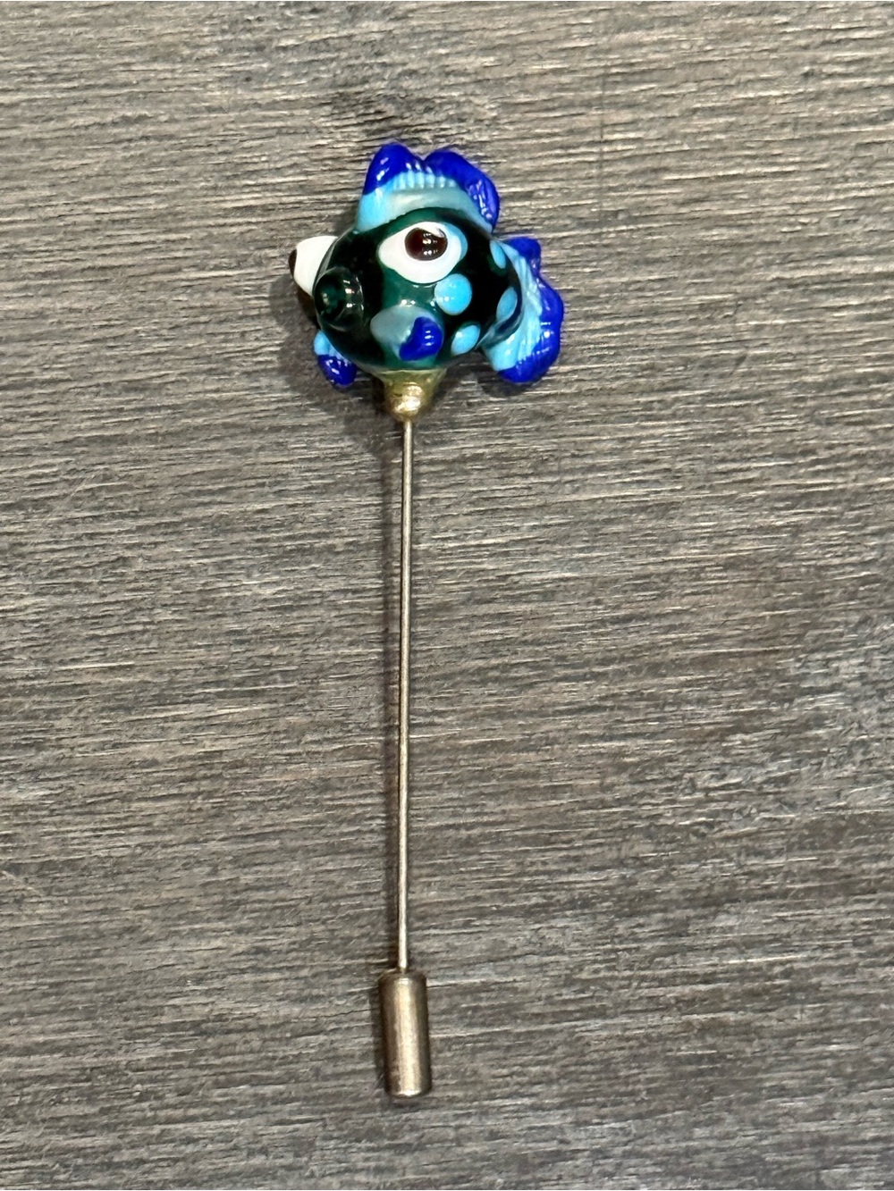 Blue Glass Fish Hat Pin